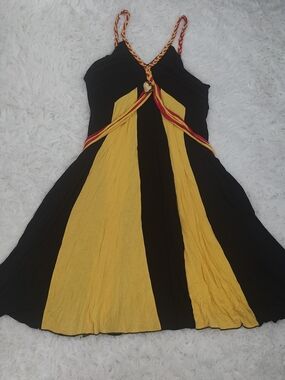Apple Bottoms Black and Yellow Spaghetti-Strap Sundress